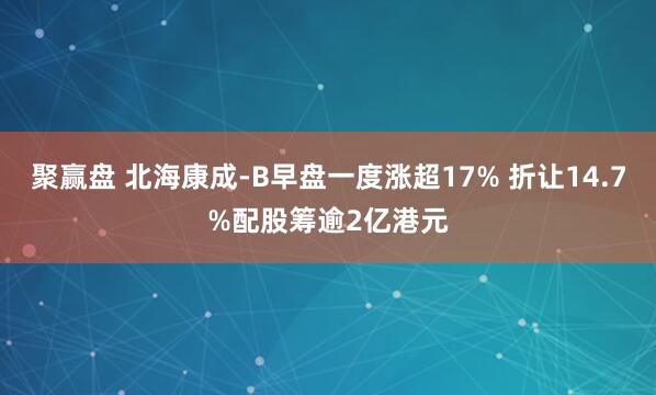 聚赢盘 北海康成-B早盘一度涨超17% 折让14.7%配股筹逾2亿港元